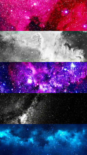 太空中五個色彩繽紛的宇宙星雲與星星