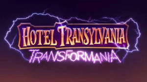 Hotel Transylvania Transformania 電影標題標誌，帶有電光效果。