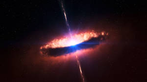 在深空星群中發光的充滿活力的紅色和藍色宇宙星雲。