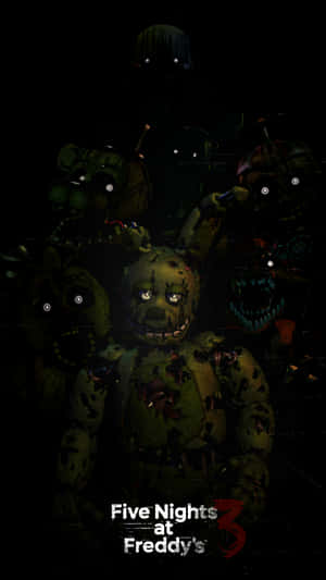 在黑暗環境中眼睛發光的《Five Nights at Freddy's》機械人偶。