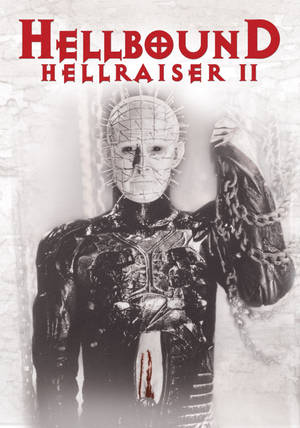 《Hellraiser II》電影海報，包含針頭、鎖鏈和血跡。