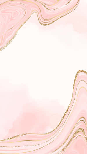 抽象粉紅和金色閃粉漩渦在白色背景上，適合優雅壁紙。