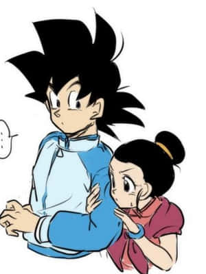 動漫男孩和女孩帶著驚訝的表情緊緊依偎在一起。