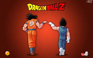 龍珠Z的悟空和比達碰拳，上方有標誌