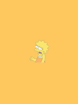 Lisa Simpson 卡通角色，戴著珍珠項鍊，頭髮尖刺，黃色背景。