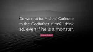 關於 Michael Corleone 的引言，背景是黑暗的海洋、山脈和帆船。