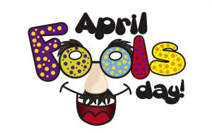 April Fools day 標誌，由彩色圓點字母組成的笑臉