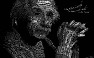 由科學術語和他的名言製成的阿爾伯特·愛因斯坦文字藝術肖像。