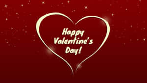 在紅色星空背景上帶有Happy Valentine's Day文字的發光心形。