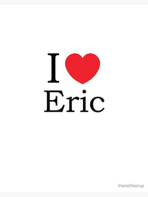 文字圖形，在白色背景上以黑色和紅色寫著 I heart Eric