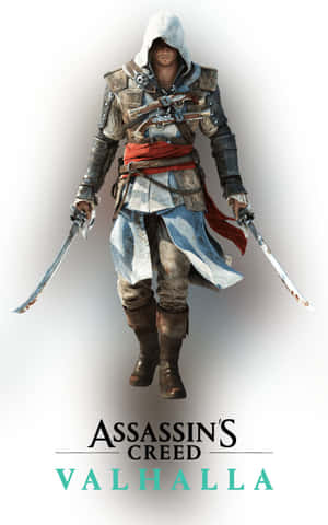 Assassin's Creed Valhalla 角色穿著戰鬥裝備手持兩把劍。 — Realme Pad 壁紙