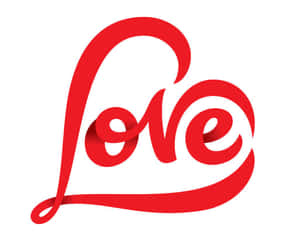 白色背景上紅色草書love字形成心形