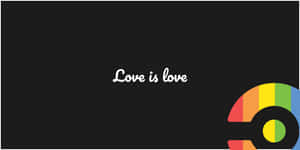 黑色背景，白色文字寫著Love is love，以及一個彩虹色的唱片圖標。 — 彩虹 壁紙