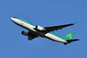 愛爾蘭航空飛機在清澈的藍天中飛行。