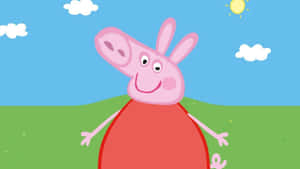 Peppa Pig 喺有雲嘅陽光田野上微笑