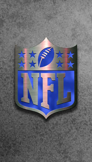 NFL標誌，帶有藍色星星和足球，位於紋理灰色背景上。
