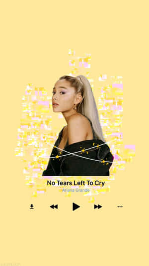 Ariana Grande 在黃色故障背景上疊加音樂播放器。