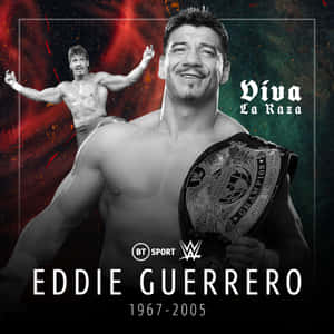 Eddie Guerrero 手持 WWE 冠軍腰帶，身後有動作姿勢