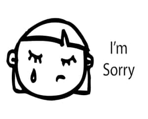 一個哭泣的卡通臉孔，上面寫著 I'm Sorry — 5:4 壁紙