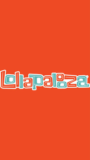 橙色背景上的青綠色和白色Lollapalooza節日標誌。