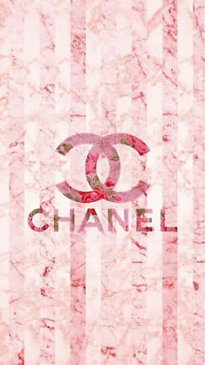 粉紅色大理石背景，帶有花卉 Chanel 標誌和文字。 — iPhone 7 壁紙