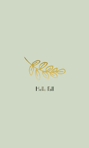 金葉圖形，在鼠尾草綠色背景上帶有 Hello Fall 文字。