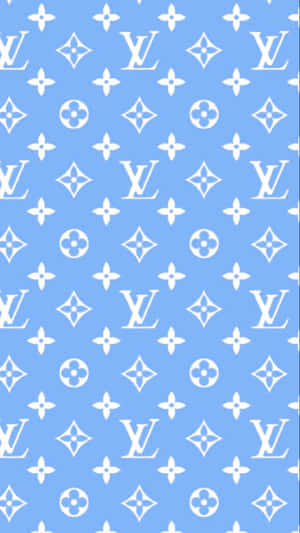 帶有白色路易威登字母組合圖案的藍色壁紙。