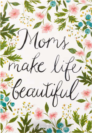 花卉水彩設計，帶有歌頌母親的手寫文字。