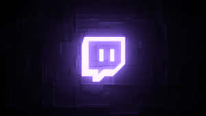 深色數位牆上發光的紫色 Twitch 標誌。