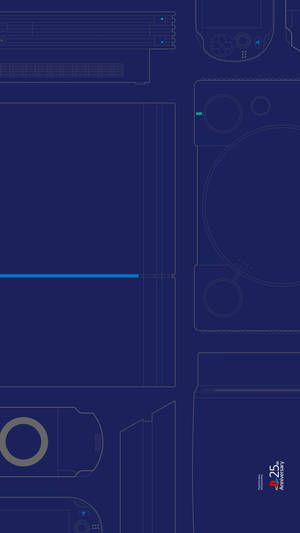 用於25週年的深藍色背景上PlayStation主機的藍圖輪廓。 — PlayStation GIF 壁紙