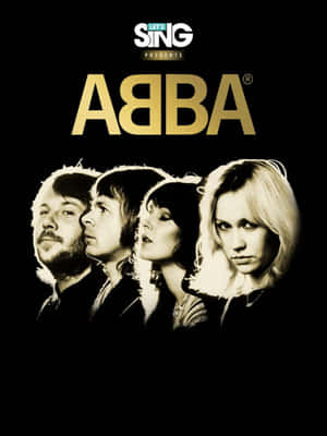 ABBA 樂隊肖像，黑色背景配金色文字。