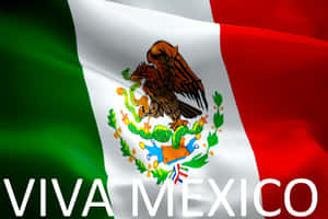 帶有老鷹和蛇徽章的墨西哥國旗飄揚，並有VIVA MEXICO文字。