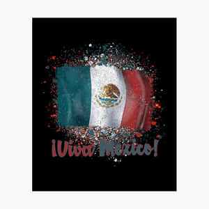 黑色背景上帶有閃亮旗幟設計的 Viva Mexico 文字