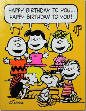 花生漫畫角色以歡快的歌曲慶祝生日。 — 生日蛋糕 壁紙