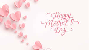 用於賀卡的粉紅色紙心形和Happy Mother's Day字體。