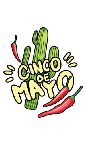 Cinco de Mayo 慶祝標誌，帶有仙人掌和辣椒。 — iPhone 7 壁紙