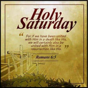 Holy Saturday 經文插圖，在有紋理的金色背景上呈現十字架和荊棘。 — 復活節 壁紙