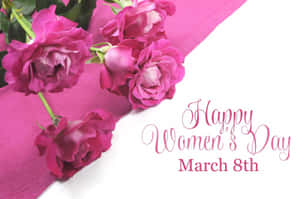 粉紅玫瑰和慶祝3月8日婦女節的文字