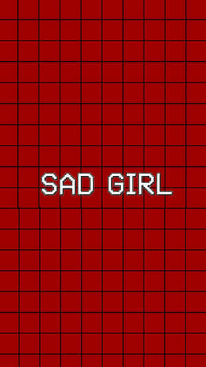 像素文字 sad girl 在紅色網格背景上