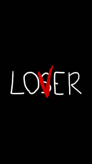 黑色背景上「LOSER」一詞，字母O上有一道紅色斜線。