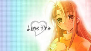 橙色頭髮的動漫角色在一個寫有 Love Hina 的心形標誌旁邊微笑。 — 愛戀風格 壁紙
