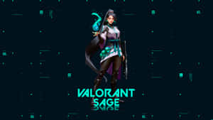 Valorant角色Sage在數碼網格環境中手持發光球體。