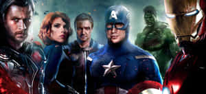 復仇者聯盟團隊肖像， featuring 美國隊長、雷神、黑寡婦、鷹眼、變形俠醫和鐵甲奇俠。 — 超級英雄 壁紙