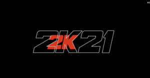 黑色背景上的紅白 2K21 電玩遊戲標誌 — 4K籃球壁紙