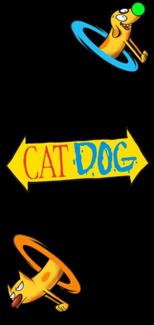 卡通貓狗在圓環中旋轉，帶有「CAT DOG」標誌