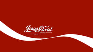 紅色背景，帶有白色曲線和Jesus Christ eternally refreshing文字。