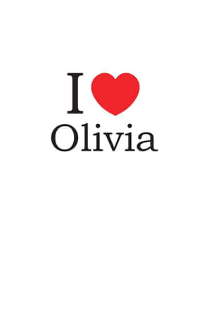 白色背景上以黑色和紅色顯示文字 I heart Olivia。