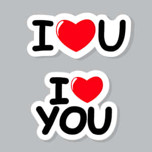 兩個帶有 I heart U 和 I heart YOU 文字的愛情貼紙。 — iPad Air 壁紙