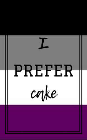 一個圖形設計，文字「I PREFER cake」位於黑、灰、白和紫色的背景上。 — Pixel Tablet 壁紙