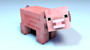一隻像素化的粉紅色Minecraft豬，以3D渲染呈現，具有方塊特徵。